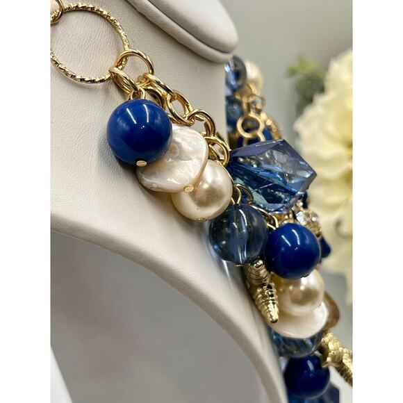 AMRITA SINGH Gold Tone Faux Pearl Nautical Starfish Layered
Statement Necklace - Picture 10 of 10